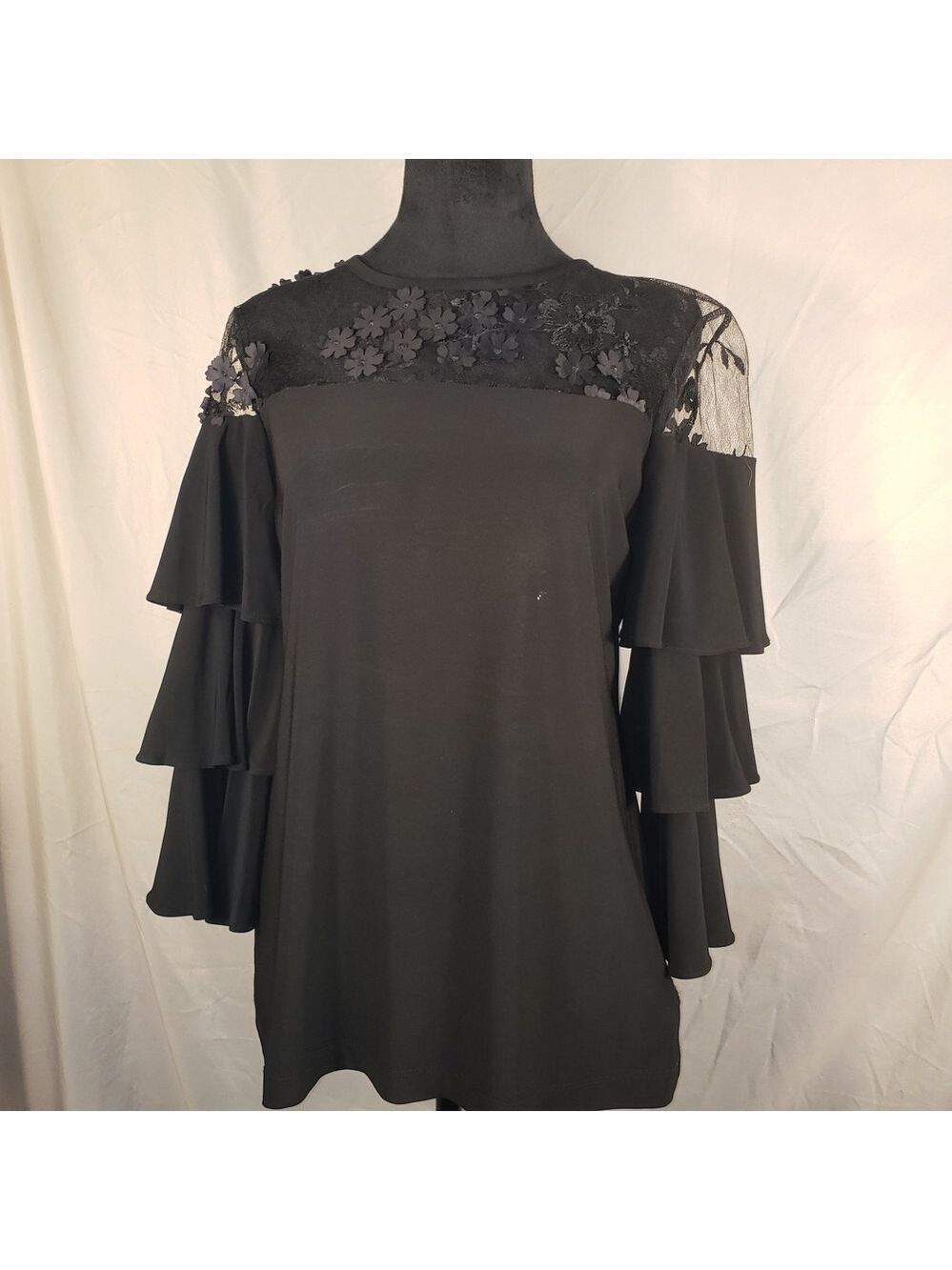 Ronni Nicole Black Lace Evening Top - S